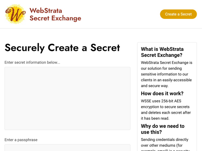 WebStrata Secret Exchange